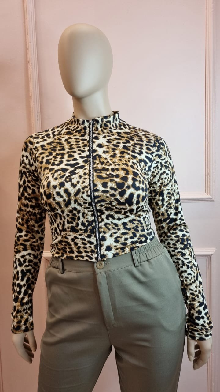 Top retro print con cierre